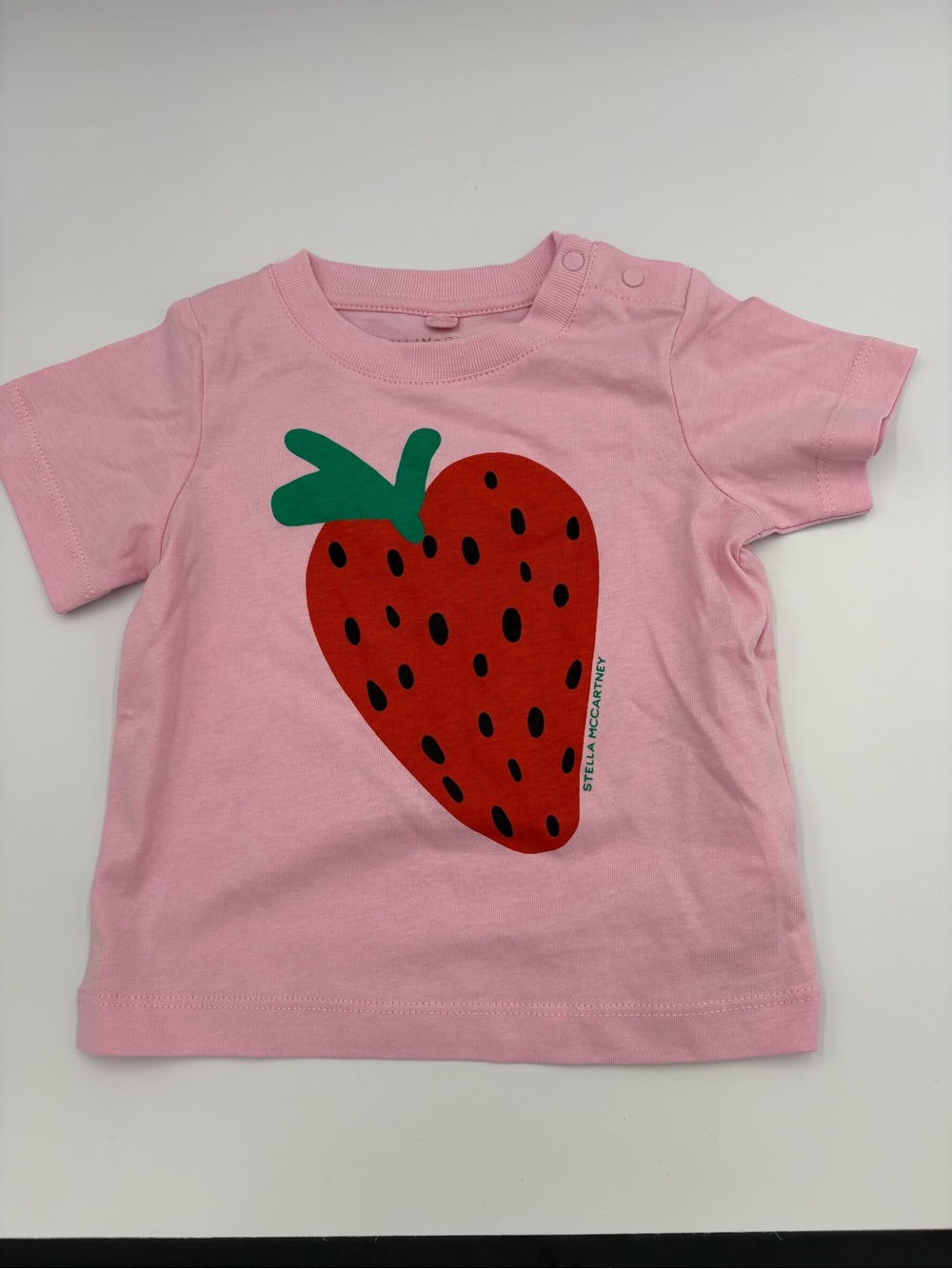 Stella McCartney Kids Pink Tee with Red Strawberry Print